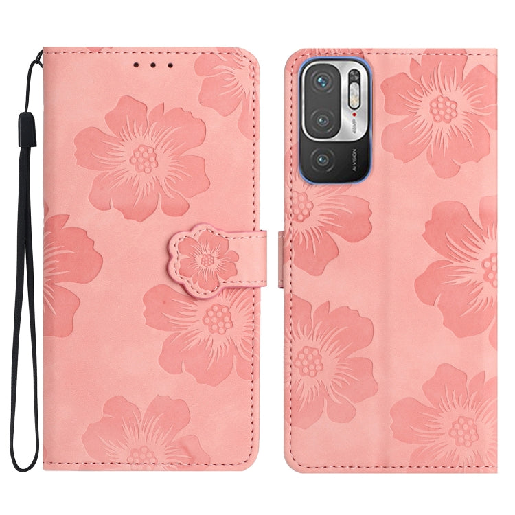 For Xiaomi Redmi Note 10 5G Flower Embossing Pattern Leather Phone Case(Pink) - Xiaomi Cases by PMC Jewellery | Online Shopping South Africa | PMC Jewellery