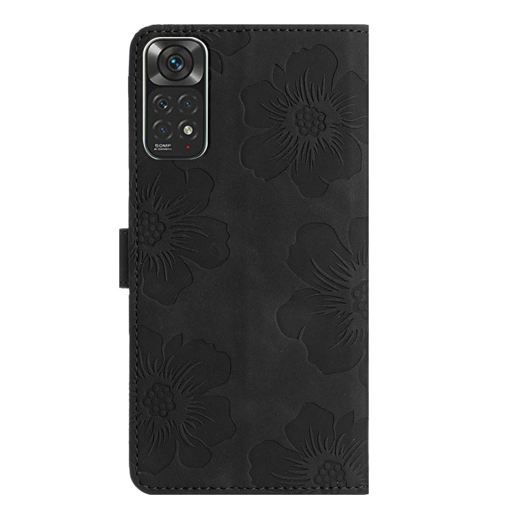 For Xiaomi Redmi Note 11 4G Global / Note 11S Flower Embossing Pattern Leather Phone Case(Black) - Xiaomi Cases by PMC Jewellery | Online Shopping South Africa | PMC Jewellery