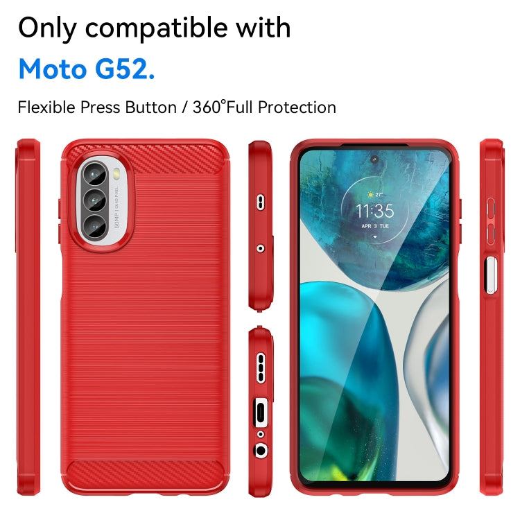 For Motorola Moto G52 Brushed Texture Carbon Fiber TPU Phone Case(Red) - Motorola Cases by PMC Jewellery | Online Shopping South Africa | PMC Jewellery