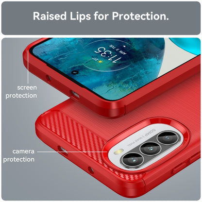 For Motorola Moto G52 Brushed Texture Carbon Fiber TPU Phone Case(Red) - Motorola Cases by PMC Jewellery | Online Shopping South Africa | PMC Jewellery