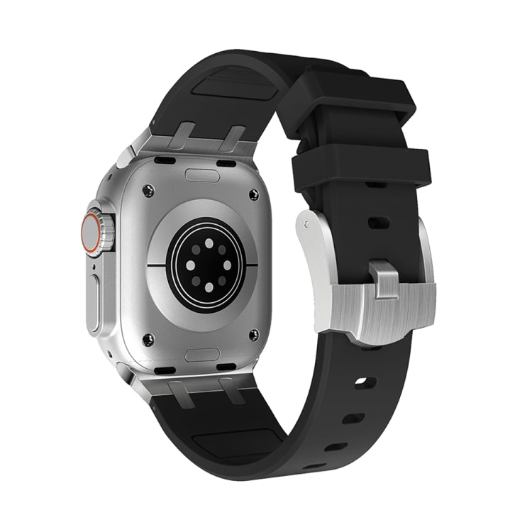 AP Silicone Watch Band For Apple Watch Ultra 49mm(Silver Black) - Watch Bands by PMC TechLife | Online Shopping South Africa | PMC TechLife