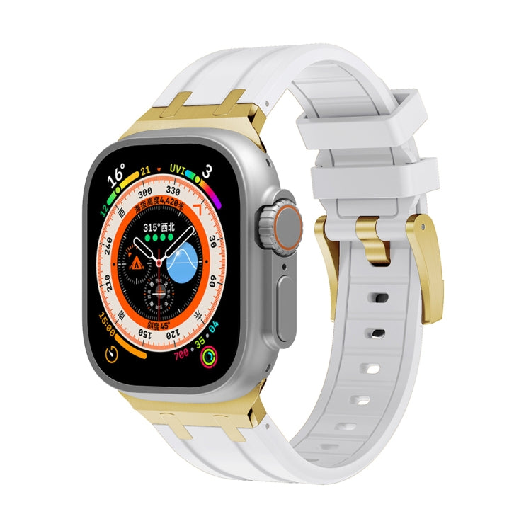 AP Silicone Watch Band For Apple Watch 8 41mm(Gold White) - Watch Bands by PMC TechLife | Online Shopping South Africa | PMC TechLife