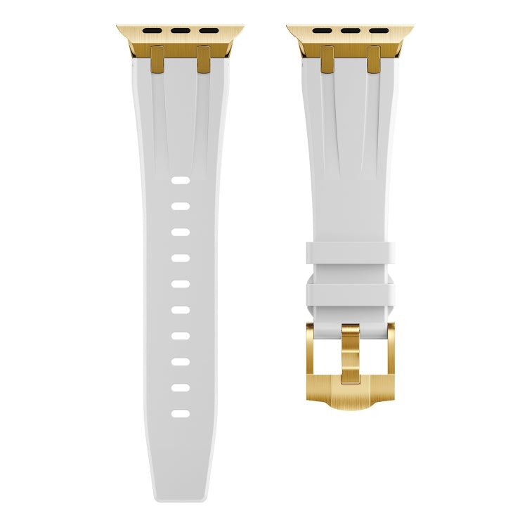 AP Silicone Watch Band For Apple Watch 7 41mm(Gold White) - Watch Bands by PMC Jewellery | Online Shopping South Africa | PMC Jewellery