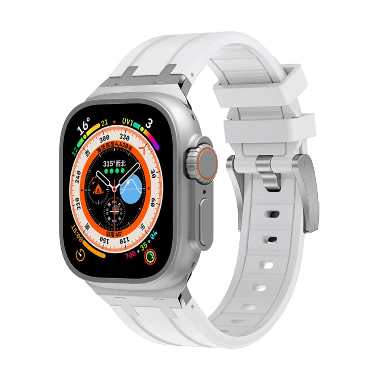 AP Silicone Watch Band For Apple Watch SE 2022 44mm(Silver White) - Watch Bands by PMC TechLife | Online Shopping South Africa | PMC TechLife