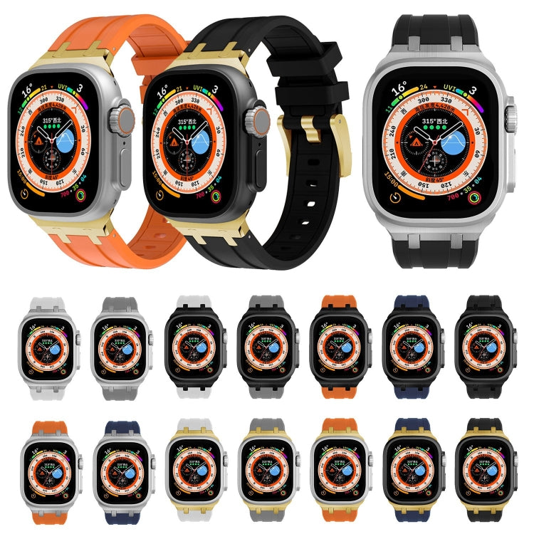 AP Silicone Watch Band For Apple Watch SE 2022 44mm(Silver Orange) - Watch Bands by PMC Jewellery | Online Shopping South Africa | PMC Jewellery