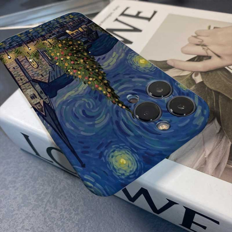 For iPhone 14 Plus Precise Hole Oil Painting Pattern PC Phone Case(Boating) - free shipping - PMC TechLife - Order now!