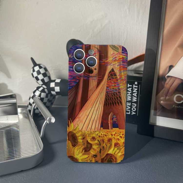 For iPhone 14 Pro Precise Hole Oil Painting Pattern PC Phone Case(Architectural Painting) - iPhone 14 Pro Cases by PMC TechLife | Online Shopping South Africa | PMC TechLife