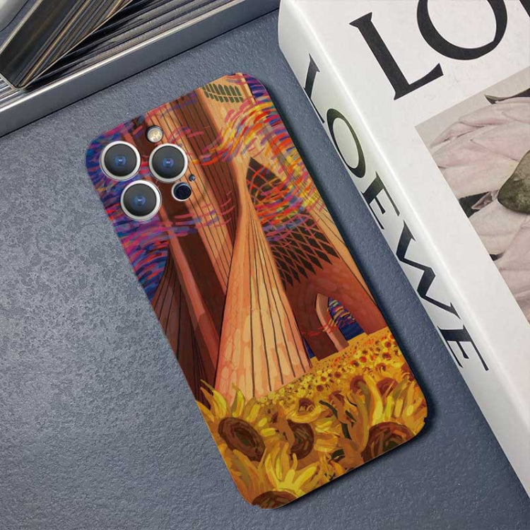 For iPhone 13 mini Precise Hole Oil Painting Pattern PC Phone Case(Architectural Painting) - iPhone 13 mini Cases by PMC Jewellery | Online Shopping South Africa | PMC Jewellery