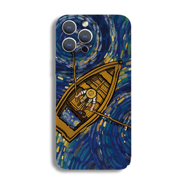 For iPhone 13 Precise Hole Oil Painting Pattern PC Phone Case(Boating) - free shipping - PMC TechLife - Order now!