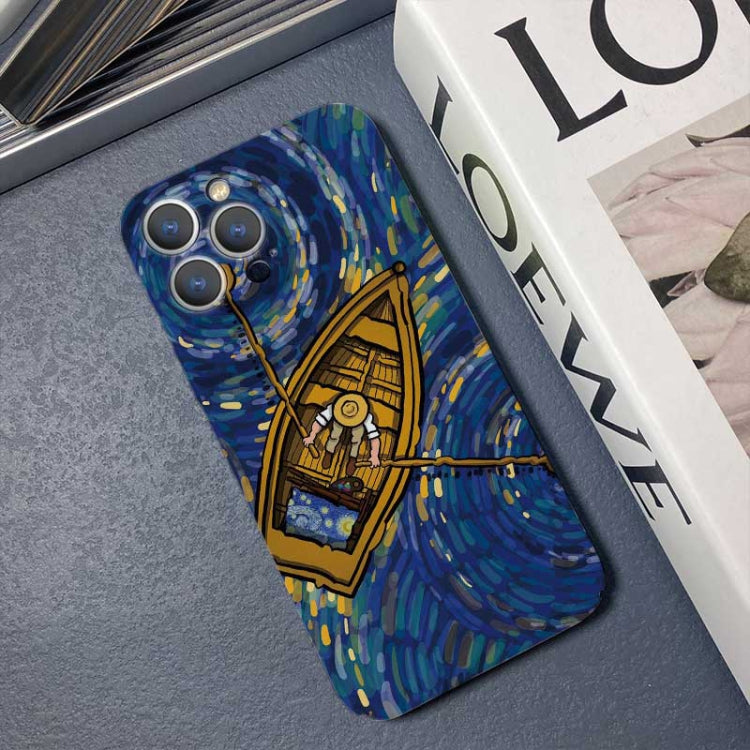 For iPhone 13 Precise Hole Oil Painting Pattern PC Phone Case(Boating) - iPhone 13 Cases by PMC Jewellery | Online Shopping South Africa | PMC Jewellery