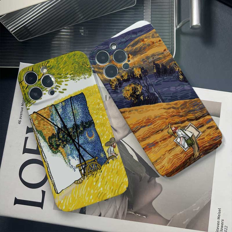 For iPhone 13 Pro Precise Hole Oil Painting Pattern PC Phone Case(Handcart) - iPhone 13 Pro Cases by PMC Jewellery | Online Shopping South Africa | PMC Jewellery