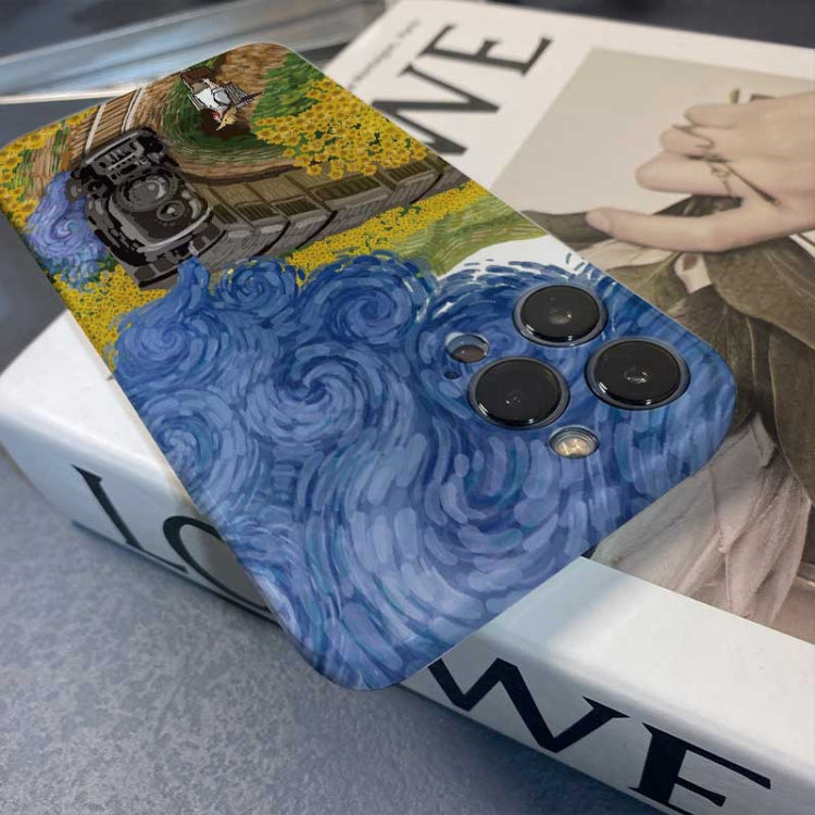 For iPhone 13 Pro Max Precise Hole Oil Painting Pattern PC Phone Case(Train) - free shipping - PMC TechLife - Order now!