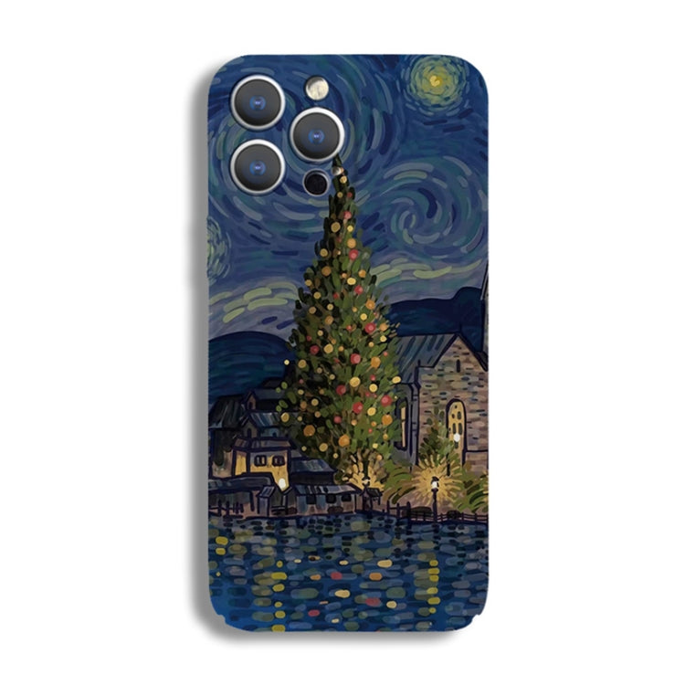 For iPhone 12 Pro Max Precise Hole Oil Painting Pattern PC Phone Case(Castle) - iPhone 12 Pro Max Cases by PMC TechLife | Online Shopping South Africa | PMC TechLife