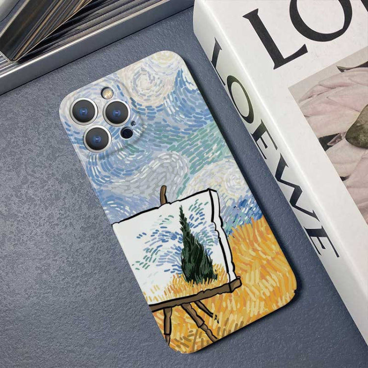 For iPhone SE 2022 / 2020 / 8 / 7 Precise Hole Oil Painting Pattern PC Phone Case(Landscape Painting) - free shipping - PMC TechLife - Order now!