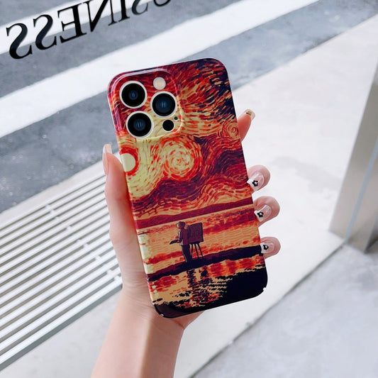 For iPhone 11 Pro Max Precise Hole Oil Painting Pattern PC Phone Case(Sunset) - iPhone 11 Pro Max Cases by PMC Jewellery | Online Shopping South Africa | PMC Jewellery