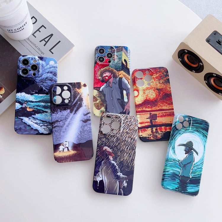 For iPhone 14 Pro Precise Hole Oil Painting Pattern PC Phone Case(Rain) - iPhone 14 Pro Cases by PMC TechLife | Online Shopping South Africa | PMC TechLife