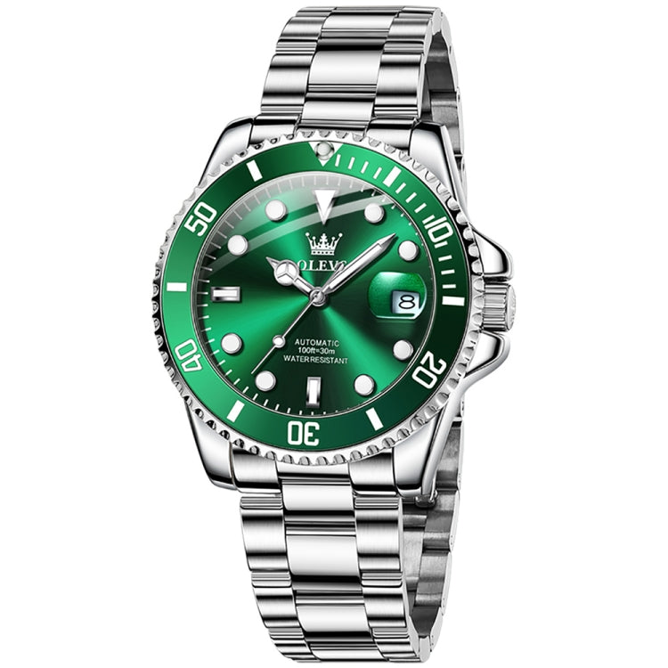OLEVS 6650 Men Luminous Waterproof Mechanical Watch(Green) - Metal Strap Watches by OLEVS | Online Shopping South Africa | PMC Jewellery