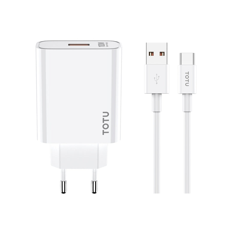 TOTU W123 100W USB Port Travel Charger with USB to USB -C / Type-C Data Cable Set, Specification:EU Plug(White) - USB Charger by TOTUDESIGN | Online Shopping South Africa | PMC Jewellery