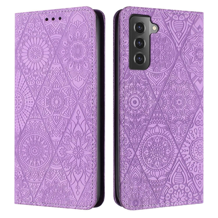 For Samsung Galaxy S22 5G Ethnic Embossed Adsorption Leather Phone Case(Purple) - free shipping - PMC TechLife - Order now!
