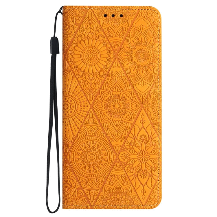 For Samsung Galaxy S22 Ultra 5G Ethnic Embossed Adsorption Leather Phone Case(Yellow) - free shipping - PMC TechLife - Order now!