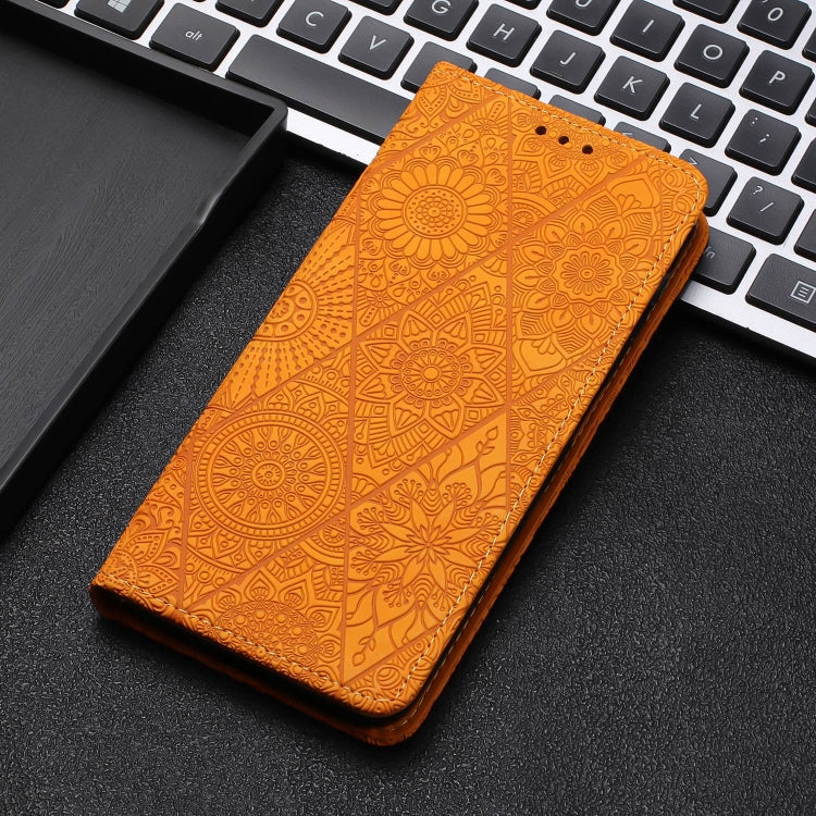 For Samsung Galaxy S22 Ultra 5G Ethnic Embossed Adsorption Leather Phone Case(Yellow) - free shipping - PMC TechLife - Order now!