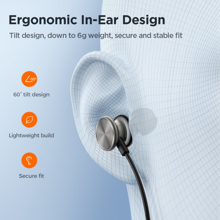 JOYROOM JR-EW03 3.5mm In-Ear Metal Wired Earphone, Length: 1.2m(Black) - In Ear Wired Earphone by JOYROOM | Online Shopping South Africa | PMC TechLife