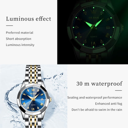 OLEVS 9931 Women Butterfly Buckle Luminous Waterproof Quartz Watch(Blue) - Metal Strap Watches by OLEVS | Online Shopping South Africa | PMC Jewellery