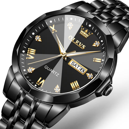 OLEVS 9931 Men Luminous Waterproof Quartz Watch(Black) - Metal Strap Watches by OLEVS | Online Shopping South Africa | PMC Jewellery