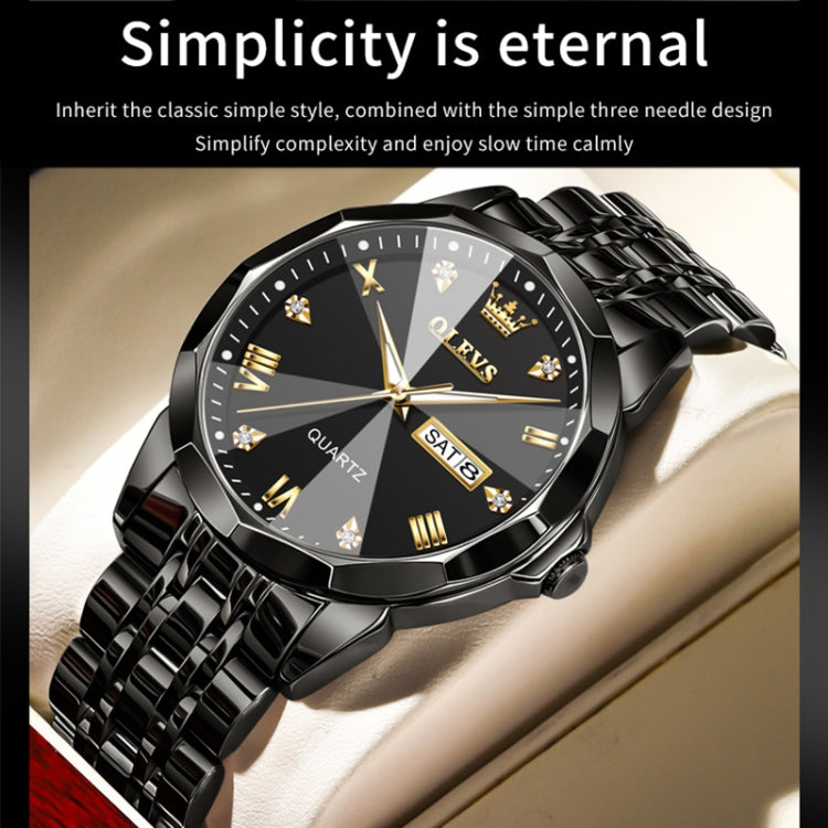 OLEVS 9931 Men Luminous Waterproof Quartz Watch(Black) - Metal Strap Watches by OLEVS | Online Shopping South Africa | PMC Jewellery