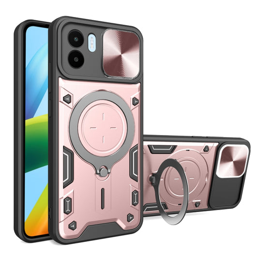 For Xiaomi Redmi A1 4G CD Texture Sliding Camshield Magnetic Holder Phone Case(Pink) - Xiaomi Cases by PMC Jewellery | Online Shopping South Africa | PMC Jewellery