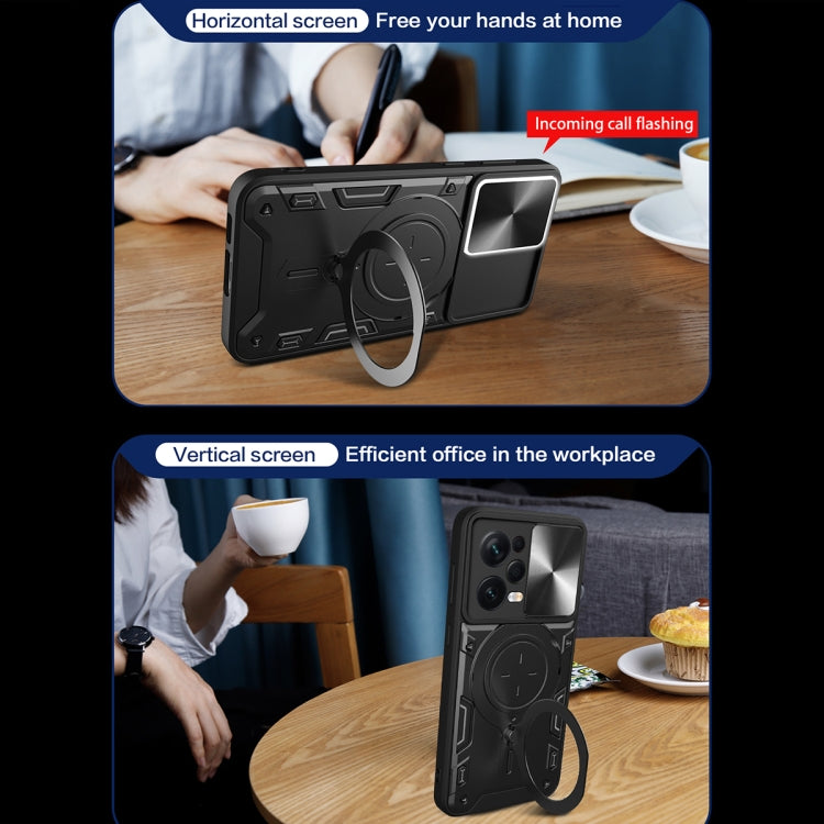 For Xiaomi Redmi Note 12 Pro 5G CD Texture Sliding Camshield Magnetic Holder Phone Case(Red) - free shipping - PMC TechLife - Order now!