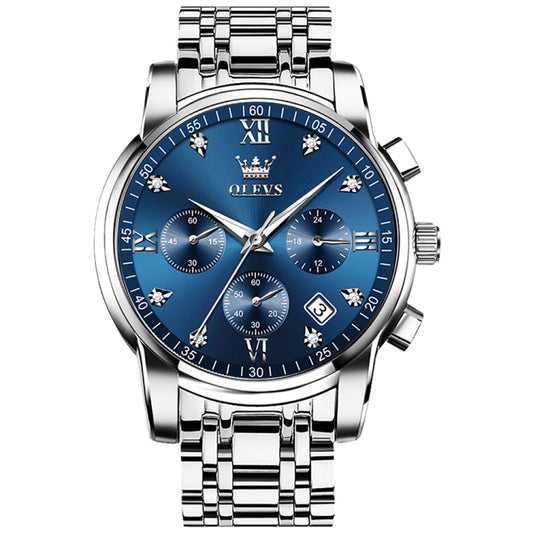 OLEVS 2858 Men Multifunctional Business Waterproof Quartz Watch(Blue) - Metal Strap Watches by OLEVS | Online Shopping South Africa | PMC Jewellery