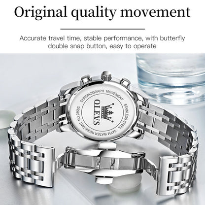 OLEVS 2858 Men Multifunctional Business Waterproof Quartz Watch(White) - Metal Strap Watches by OLEVS | Online Shopping South Africa | PMC Jewellery