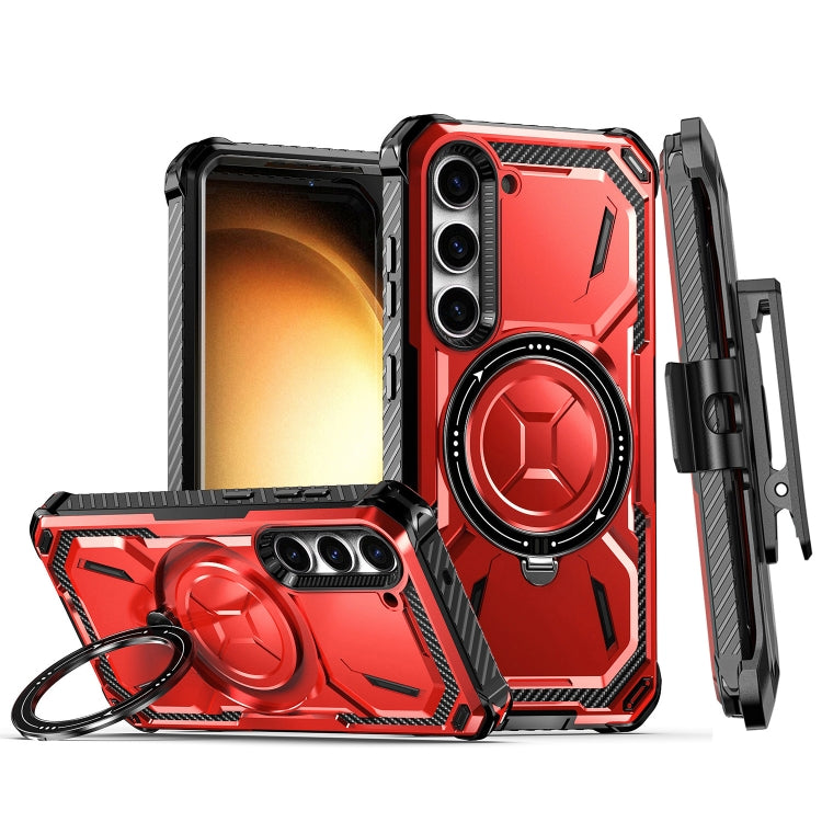 For Samsung Galaxy S23 5G Armor Series Holder Phone Case with Back Clip(Red) - free shipping - PMC TechLife - Order now!