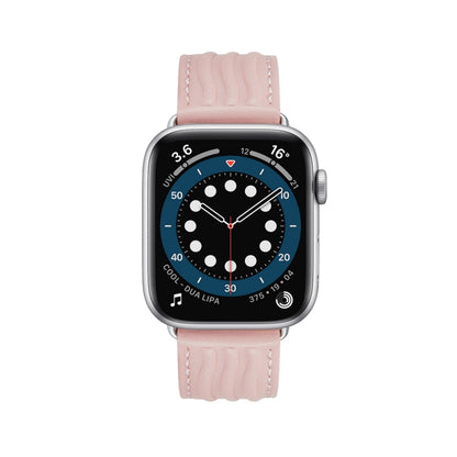 Embossed Line Genuine Leather Watch Band For Apple Watch SE 40mm(Pink) - Watch Bands by PMC Jewellery | Online Shopping South Africa | PMC Jewellery