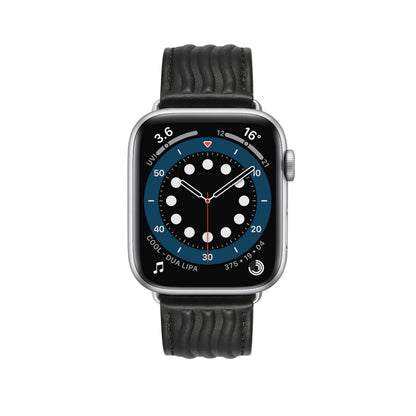 Embossed Line Genuine Leather Watch Band For Apple Watch 3 38mm(Black) - Watch Bands by PMC Jewellery | Online Shopping South Africa | PMC Jewellery