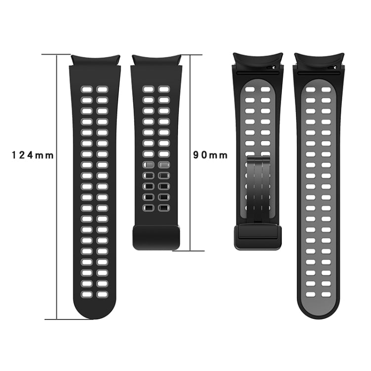 For Samsung Galaxy Watch5 Double-row Hole Folding Buckle Silicone Watch Band(Black Green) - Watch Bands by PMC Jewellery | Online Shopping South Africa | PMC Jewellery