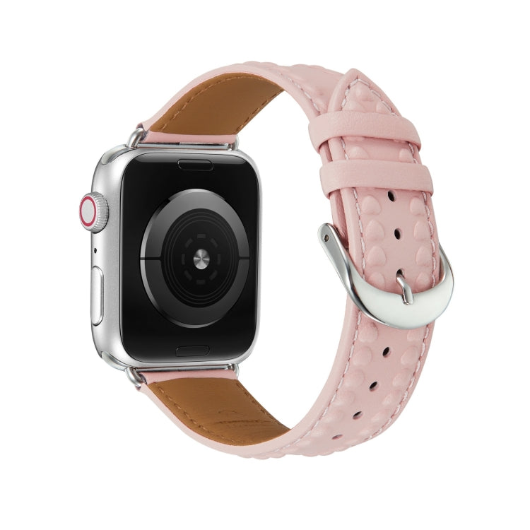 Embossed Love Genuine Leather Watch Band For Apple Watch SE 40mm(Pink) - Watch Bands by PMC Jewellery | Online Shopping South Africa | PMC Jewellery