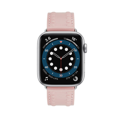 Embossed Love Genuine Leather Watch Band For Apple Watch 5 44mm(Pink) - Watch Bands by PMC Jewellery | Online Shopping South Africa | PMC Jewellery