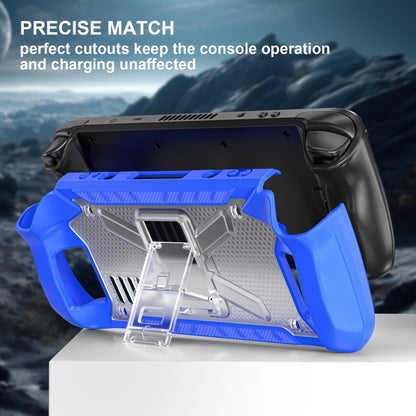 For Steam Deck Shockproof Game Console Case with Holder & Shoulder Strap(Blue+Transparent) - Accessories by PMC Jewellery | Online Shopping South Africa | PMC Jewellery