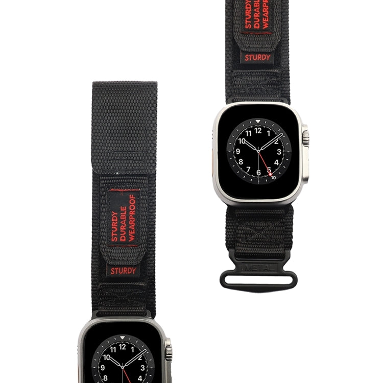 Nylon Two Section Watch Band For Apple Watch 8 45mm(Black) - Watch Bands by PMC Jewellery | Online Shopping South Africa | PMC Jewellery