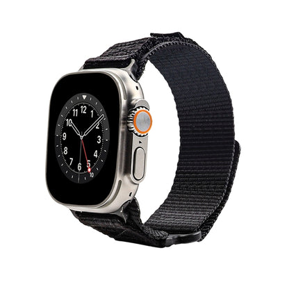 Nylon Two Section Watch Band For Apple Watch SE 2022 44mm(Black) - Watch Bands by PMC Jewellery | Online Shopping South Africa | PMC Jewellery