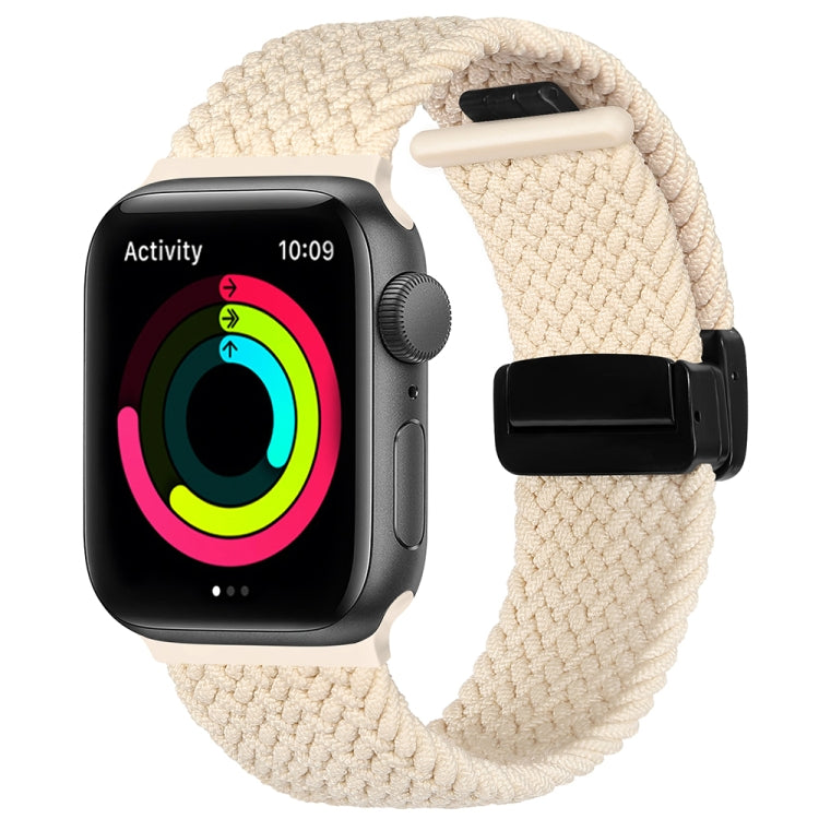 Magnetic Fold Clasp Woven Watch Band For Apple Watch SE 44mm(Starlight Color) - Watch Bands by PMC Jewellery | Online Shopping South Africa | PMC Jewellery