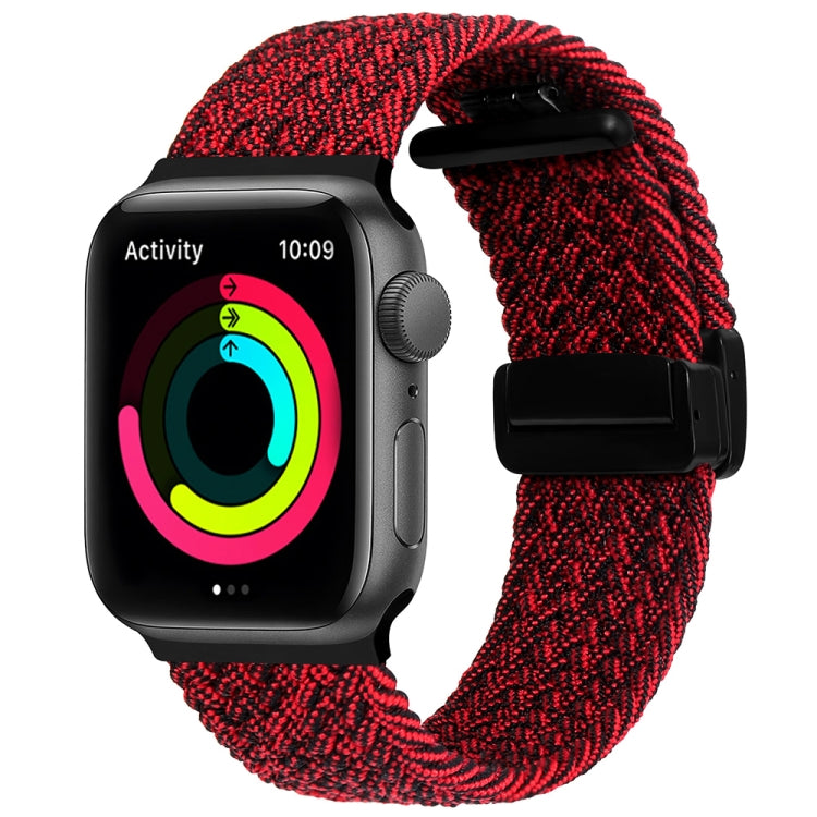 Magnetic Fold Clasp Woven Watch Band For Apple Watch 6 40mm(Black Sand Red) - Watch Bands by PMC Jewellery | Online Shopping South Africa | PMC Jewellery