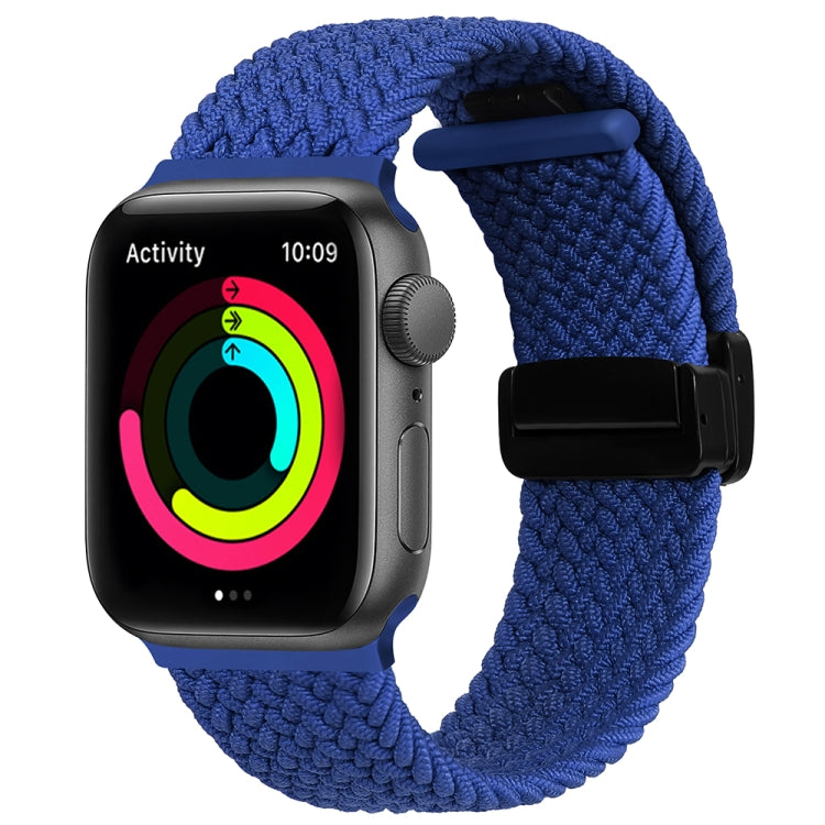 Magnetic Fold Clasp Woven Watch Band For Apple Watch 6 44mm(Blue) - Watch Bands by PMC Jewellery | Online Shopping South Africa | PMC Jewellery