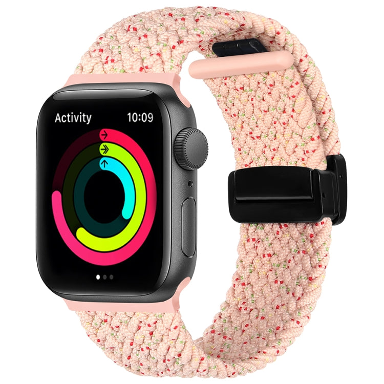 Magnetic Fold Clasp Woven Watch Band For Apple Watch 6 44mm(Starlight Pink) - Watch Bands by PMC Jewellery | Online Shopping South Africa | PMC Jewellery