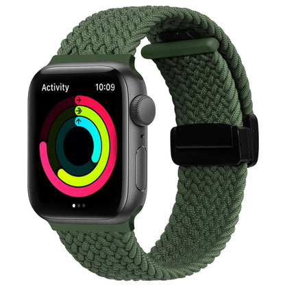 Magnetic Fold Clasp Woven Watch Band For Apple Watch 3 38mm(Green) - Watch Bands by PMC Jewellery | Online Shopping South Africa | PMC Jewellery