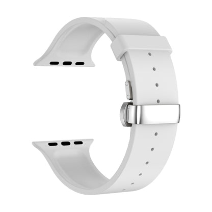 Metal Butterfly Buckle Silicone Watch Band For Apple Watch SE 2022 40mm(White) - Watch Bands by PMC Jewellery | Online Shopping South Africa | PMC Jewellery