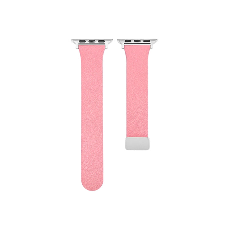 Sheepskin Texture Magnetic Folding Buckle Watch Band For Apple Watch 7 41mm(Pink) - Watch Bands by PMC Jewellery | Online Shopping South Africa | PMC Jewellery