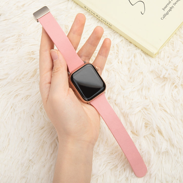 Sheepskin Texture Magnetic Folding Buckle Watch Band For Apple Watch 7 41mm(Pink) - Watch Bands by PMC Jewellery | Online Shopping South Africa | PMC Jewellery